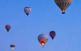 Картинка воздушные шары, небо, полет, пейзаж, красота, приключение, лето