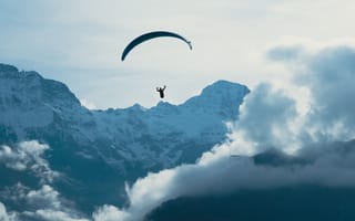 Картинка параплан, горы, небо, приключение, спорт, облака, полет