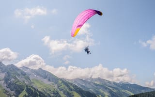 Картинка параплан, полет, горы, небо, приключение, отдых, спорт