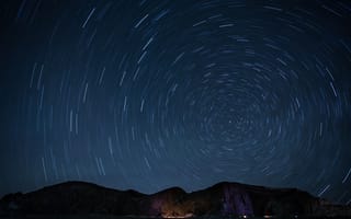 Картинка звезды, ночное небо, астрономия, пейзаж, долгая экспозиция, горы, космос
