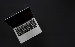 Картинка ноутбук, технологии, черный фон, офис, компьютер, гаджеты, рабочее место