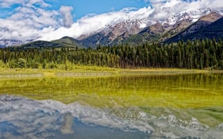 Картинка озеро, горы, природа, отражение, лес, небо, пейзаж