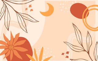 Картинка цветы, листья, абстракция, осень, декор, графика, фоны, природа, орнамент, теплые цвета