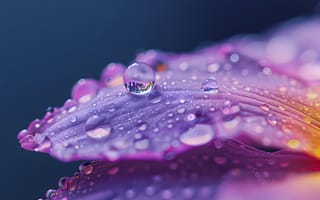 Картинка цветок, капли, лепесток, макро, природа, фиолетовый, вода, красота, детали, растение