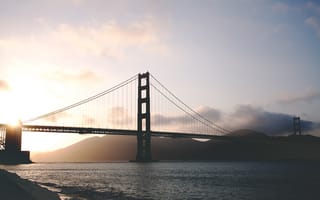Картинка мост, мосты, мост Золотые Ворота, Золотые Ворота, Сан Франциско, Калифорния, США, закат, заход, вечер