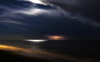 Картинка океан, море, вода, природа, облака, туча, облако, тучи, небо, облачно, облачный, ночь, вечер, темнота