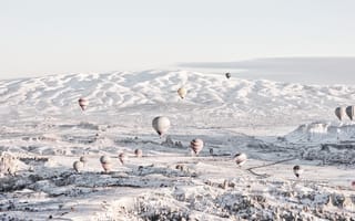 Картинка зима, зимние, время года, сезоны, сезонные, воздушный шар