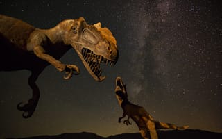 Картинка разные, динозавр, тиранозавр, т-рекс, ночь