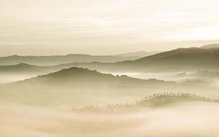 Картинка горы, гора, природа, холм, туман, дымка, утро, утренний