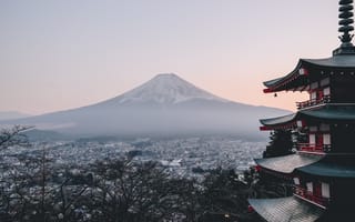 Картинка горы, гора, природа, Фудзияма, Фудзи, вулкан, Япония, утро, утренний