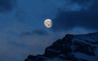 Картинка горы, гора, природа, ночь, луна
