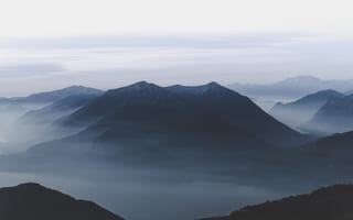 Картинка горы, гора, природа, пейзаж, скала, туман, дымка