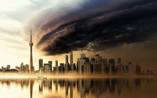Картинка города, здания, дома, город, СиЭн Тауэр, Си-Эн Тауэр, башня, телебашня, Торонто, Канада