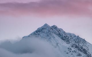 Картинка горы, гора, природа, Инсбрук, Альпы, вершина, туман, дымка, вечер, закат, заход