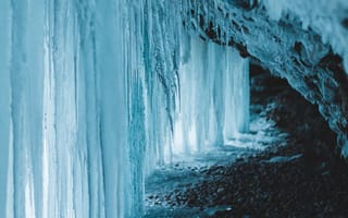 Картинка зима, зимние, время года, сезоны, сезонные, лед, пещера
