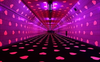Картинка абстрактные, тунель Любви, 3д, 3d, объем, перспектива, фиолетовый, свечение