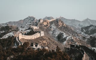 Картинка архитектура, Великая китайская стена, древний, история, исторический, стена, Китай, гора