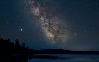 Картинка озера, озеро, пруд, природа, вода, пейзаж, Алгонкинский провинциальный парк, ночь, звезды, звезда