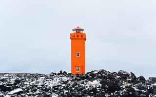 Картинка разные, Исландия, маяк, зима, снег