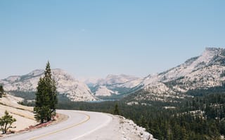 Картинка горы, гора, природа, Олмстед Пойнт Оверлук, Калифорния, США, Йосемити, пейзаж, лес, деревья, дерево, лесной
