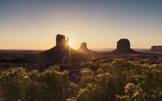 Картинка горы, гора, природа, Пустыня Навахо, Мохаве, пустыня, скала, Аризона, США, утро, утренний, закат, заход, вечер, солнце