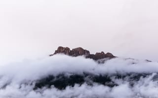 Картинка горы, гора, природа, вершина, облака, туча, облако, тучи, небо, туман, дымка