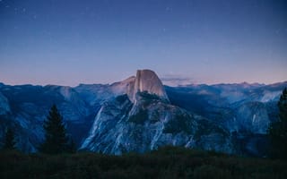 Картинка горы, гора, природа, Йосемитский национальный парк, Калифорния, США, пейзаж, ночь, звезды, звезда, вечер