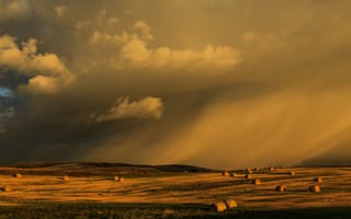 Картинка природа, Южная Альберта, Альберта, Канада, поле, вечер, облачно, облачный, облака, тучи, облако, небо