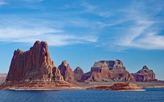 Картинка горы, гора, природа, Пауэлл, Пейдж, Аризона, вода, озеро, пруд