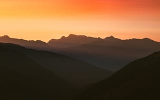 Картинка горы, гора, природа, Альпы, вечер, закат, заход