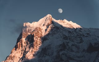 Картинка горы, гора, природа, Шрекхорн, Швейцария, луна, вечер, ночь