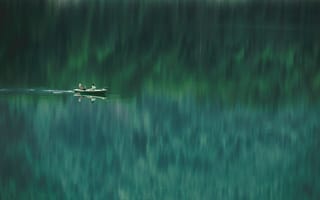 Картинка озера, озеро, пруд, природа, вода, лодка, голубой, бирюзовый, отражение