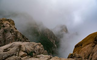 Картинка горы, гора, природа, скала, туман, дымка
