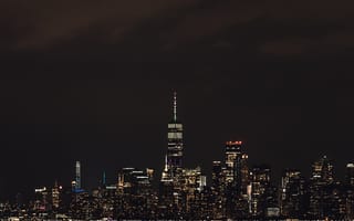 Картинка города, здания, дома, город, Нью Йорк, Нью-Йорк, нй, здание, небоскреб, США, ночной город, ночь, огни, подсветка, вечер, сумерки