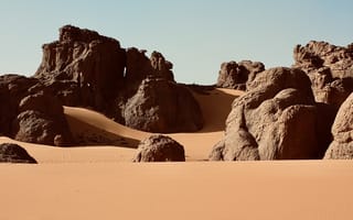 Картинка горы, гора, природа, Тассили-дю-Хоггар, Алжирская Сахара, Сахара, скала, пустыня, песок, песчаный, дюна, засушливый, холм, бархан