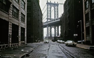 Картинка манхэттенский мост, мост, город, улица, строительство, машина, Бруклин, Нью-Йорк