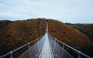 Картинка Гайерлай, Хенгезайльбрюкке, мост, мосты, подвесной мост, лес, деревья, дерево, природа, осень