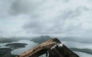 Картинка Атка, Аляска, Датч-Харбор, горы, гора, природа, пейзаж, вершина, туман, дымка, атмосферный