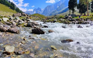 Картинка Кашмир, Гималаи, природа, гора, река