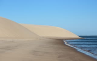 Картинка природа, пустыня, песок, песчаный, дюна, засушливый, холм, бархан, море, океан, вода