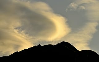 Картинка горы, гора, природа, Камикочи, Япония, вечер, закат, заход, облака, туча, облако, тучи, небо