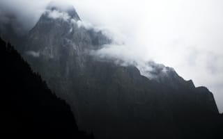Картинка горы, гора, природа, скала, туман, дымка, атмосферный, облачно, облачный, облака