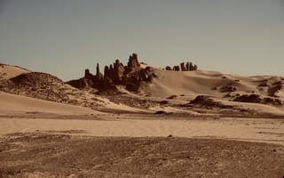 Картинка пустыня, песок, песчаный, Ахаггар, Сахара, Алжир, горы, гора, природа
