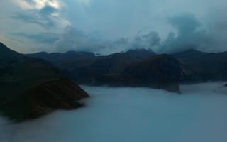 Картинка горы, гора, природа, туман, дымка, сумерки, вечер