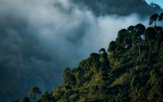 Картинка гора, природа, пейзаж, туман, дымка, облачно, облачный, облака, Джамму, Индия