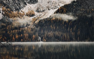 Картинка озера, озеро, природа, вода, пейзаж, гора, лес, деревья, дерево, осень