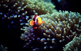 Картинка рыба-клоун, рыба, экзотическая, тропическая, подводный мир, подводный, коралл, коралловый риф, экзотический, море, океан, вода