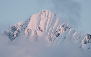 Картинка горы, гора, природа, вершина, снег, зима, туман, дымка