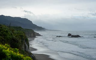 Картинка Пунакаики, Новая Зеландия, океан, море, вода, природа, пейзаж, берег, побережье