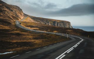 Картинка природа, скала, дорога, Исландия